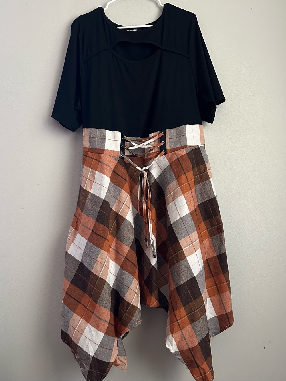 Bloomchic 22-24 plaid asymmetrical midi dress fall corset 3x womens 3xl 22/24
